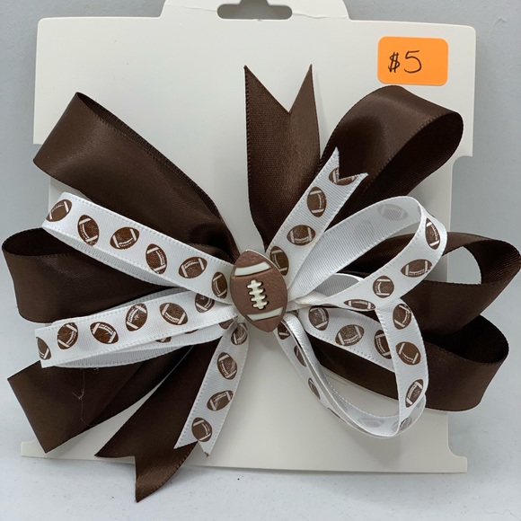 Little girls handmade football hair bow - Picture 2 of 2